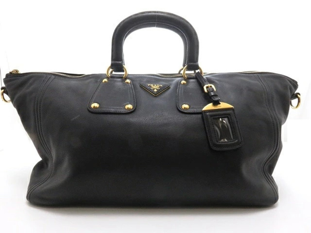 Prada Shoulder Bag Calfskin Black